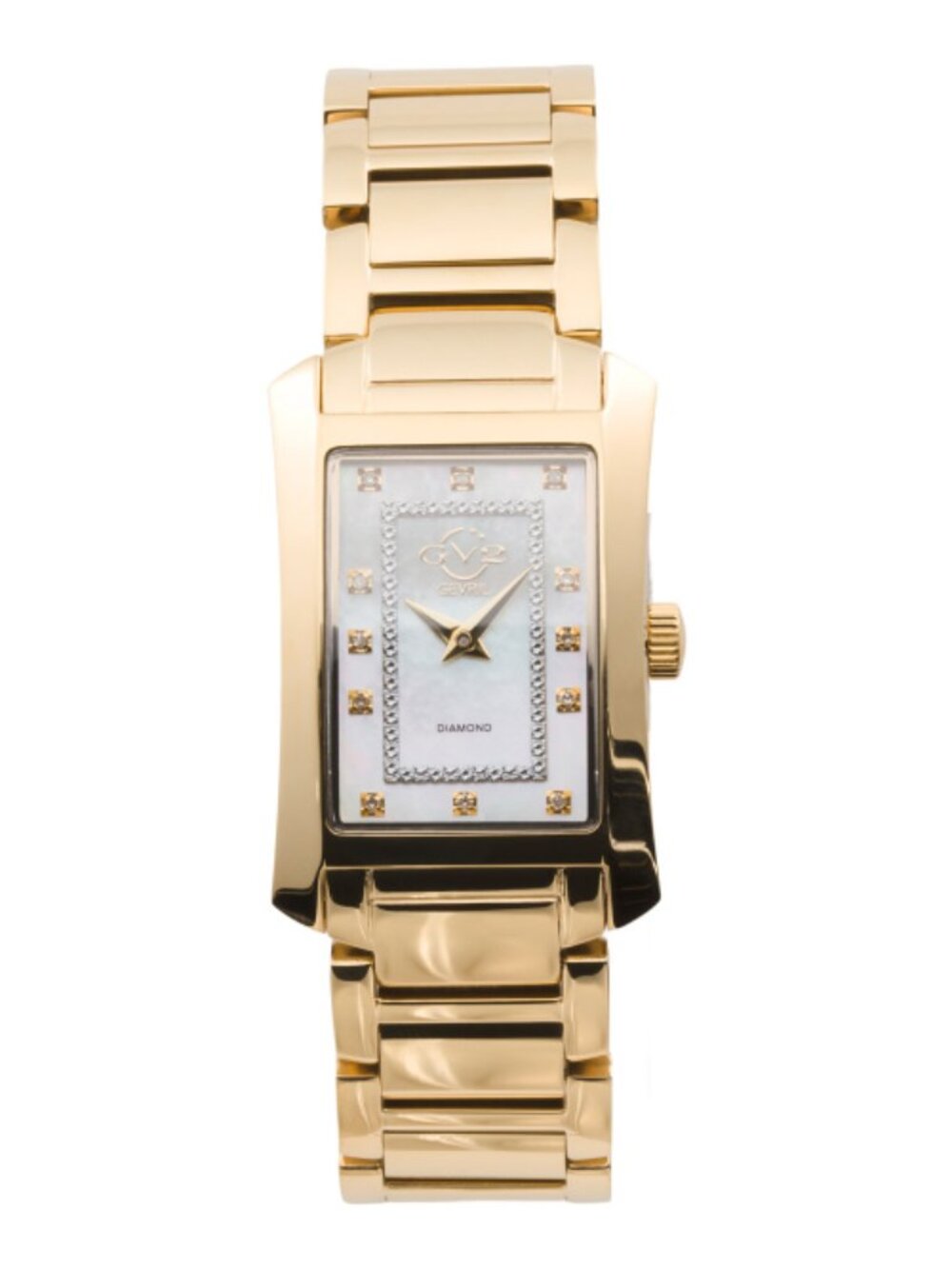 GV2 BY GEVRIL Women's Swiss Made Luino Gold Tone Rectangular Watch